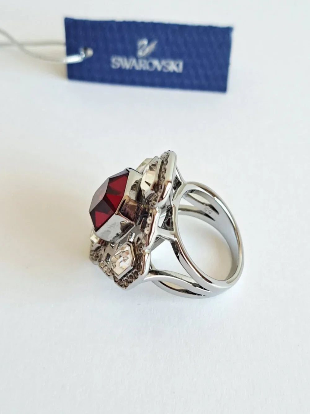NEW Vintage Swarovski Sheila Ruby Red Ring Signed Size 6.5 - Picture 9 of 14